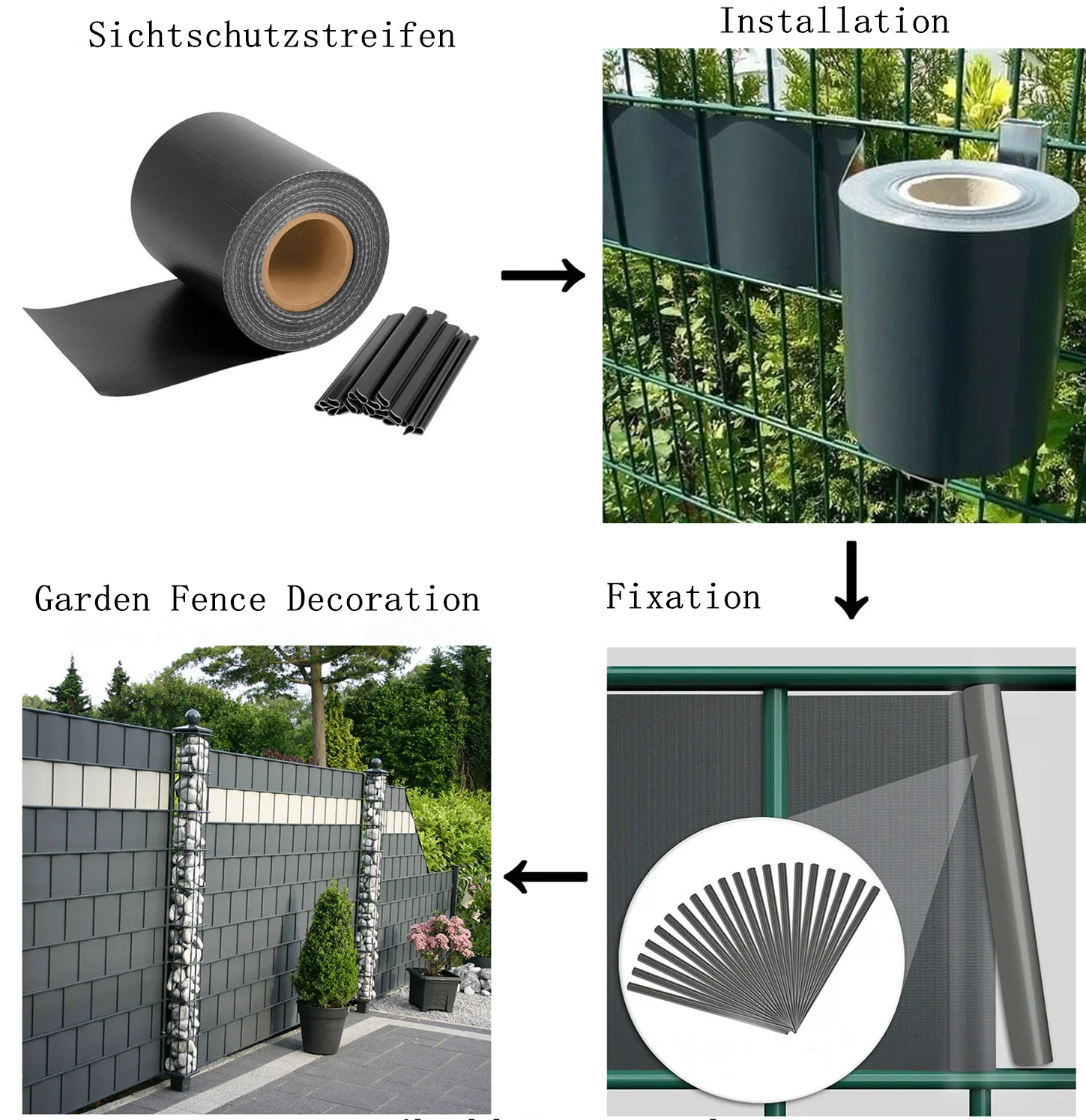 UV-Resistant Durable Garden Privacy 19cm*35m With 20Clips PVC Screen Strip Fence For Garden Fence