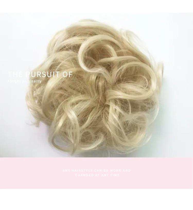 
Best Selling Real Curly Messy Bun Synthetic Hair Chignon Scrunchie Hair Extension Donut Bun Ponytail Hairpiece feels real hairs 