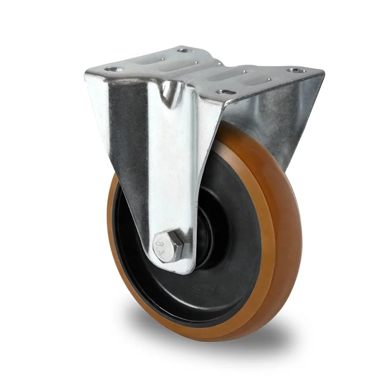 CASCOO 4 Inch Industrial Caster Wheels Nylon Core PU Fixed Caster With Ball Bearing for furniture trolley