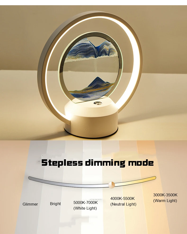 Quicksand Painting Ornament Led Table Lamp Moving Sand Art Picture Deep Sea Flowing Sand Frame Room Decor Light Bed Lamp