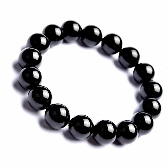 Trending Hot Sale Unisex Fashion Black Onyx Stone Stretch Bracelet Natural Black Agate Gemstone Bead Elastic Charm Bracelet