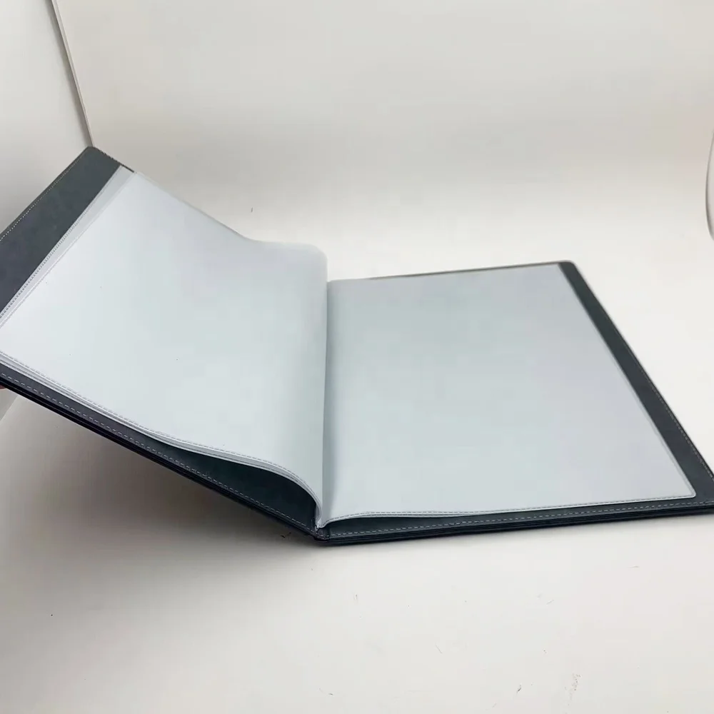 Plastic Page A4 Size PU Leather Hardcover Menu Holders High Quality Folder Menu Book Cover For Restaurant