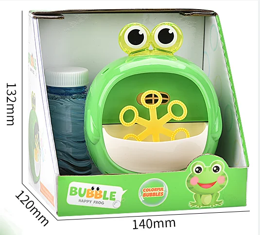 2024 Новая электрическая пузырьковая машина с изображением лягушки милые животные игрушки для детей играющие в пузырьковую палочку музыкой и подсветкой