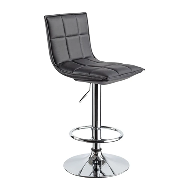 Black Barstool Swivel Bar Chair With Foot Rest PU Chrome Kitchen Stools