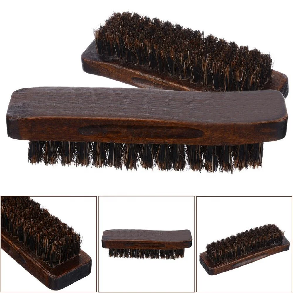 
Practical Professional Wood Horse Hair Shoe Brush Shine Polish Buffing soft Soft shoe brush cleaning brush 