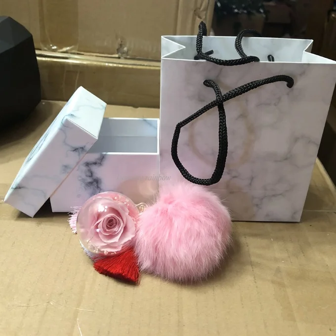 Hot Key Chains Real Natural Preserved Roses In Glass Ball