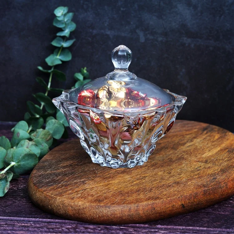 New products popular glass candy jar set cystal