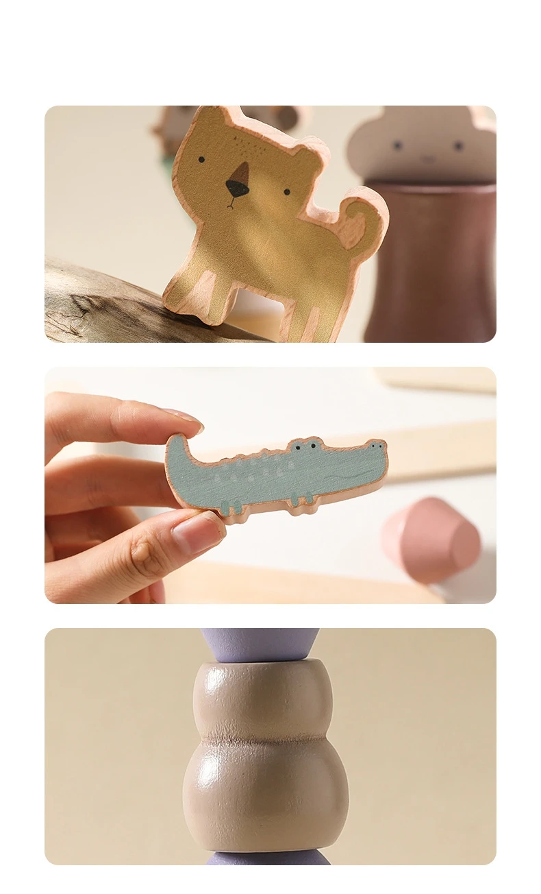 Children early learning cognitive toy animal stacked balance beam educational toy