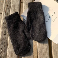 Wholesale Women Wool Cashmere Knit Warm Gloves and Mittens for Winter Striped Style Time Pcs