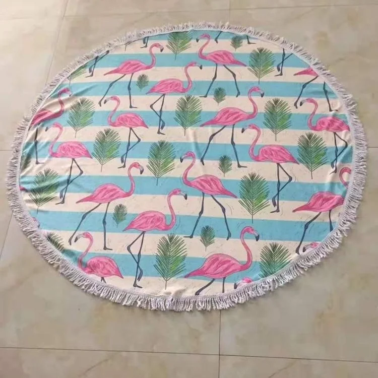 Elephant Custom Print Mandala Polyester Round Circle Beach Cloth Blanket Towel With Tassels Fringe