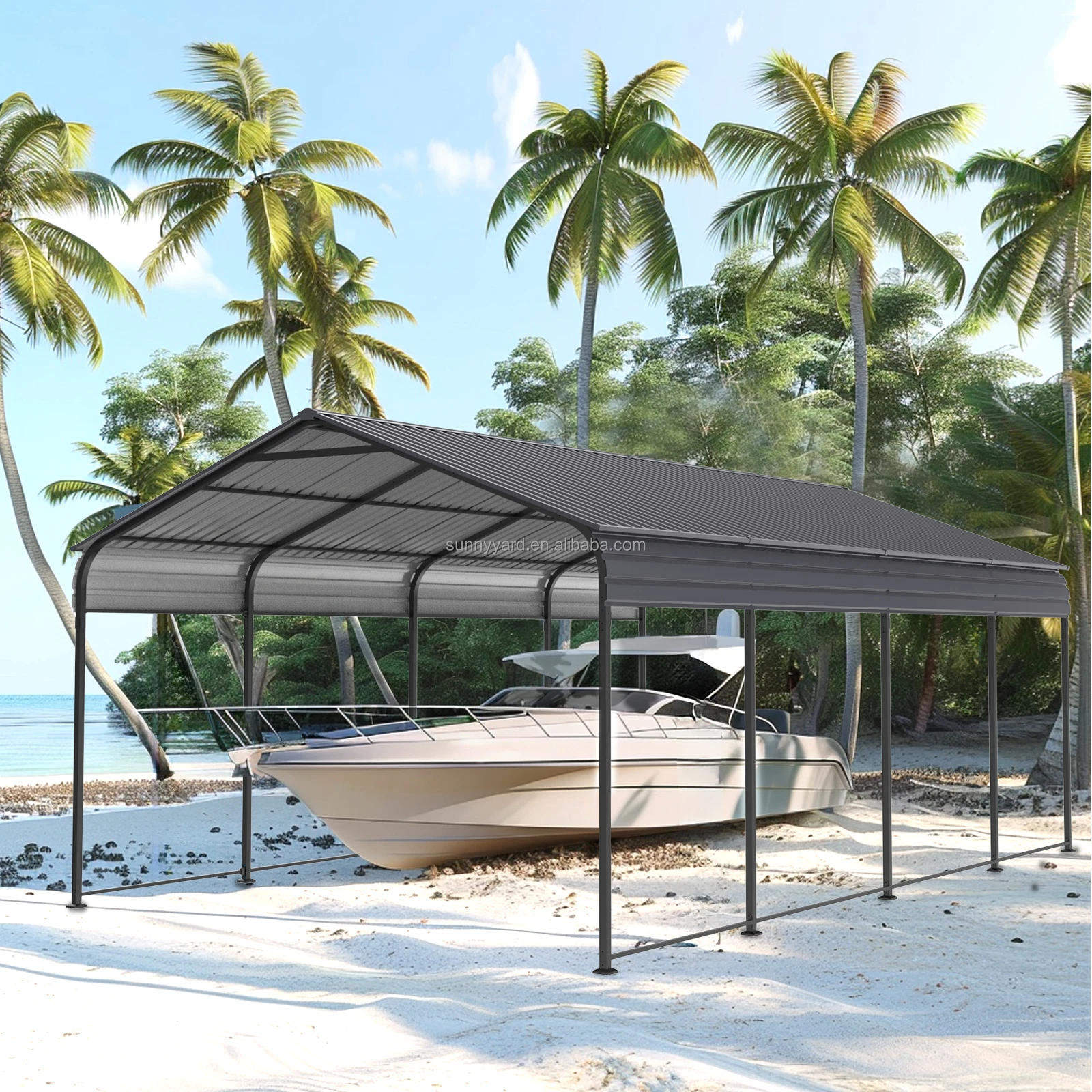 Metal Carport 12x20 FT Heavy Duty Car Tent Outdoor Storage Shed for Car, Boats and Truck, Gray