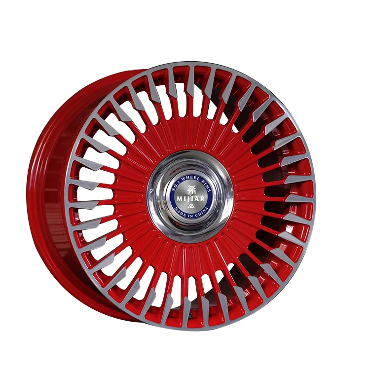 WRS443 Color Custom 15~26 Forged Polishing Deep Dish Multi Spokes Red Forged Wheel Rims For Luxury Car Rims