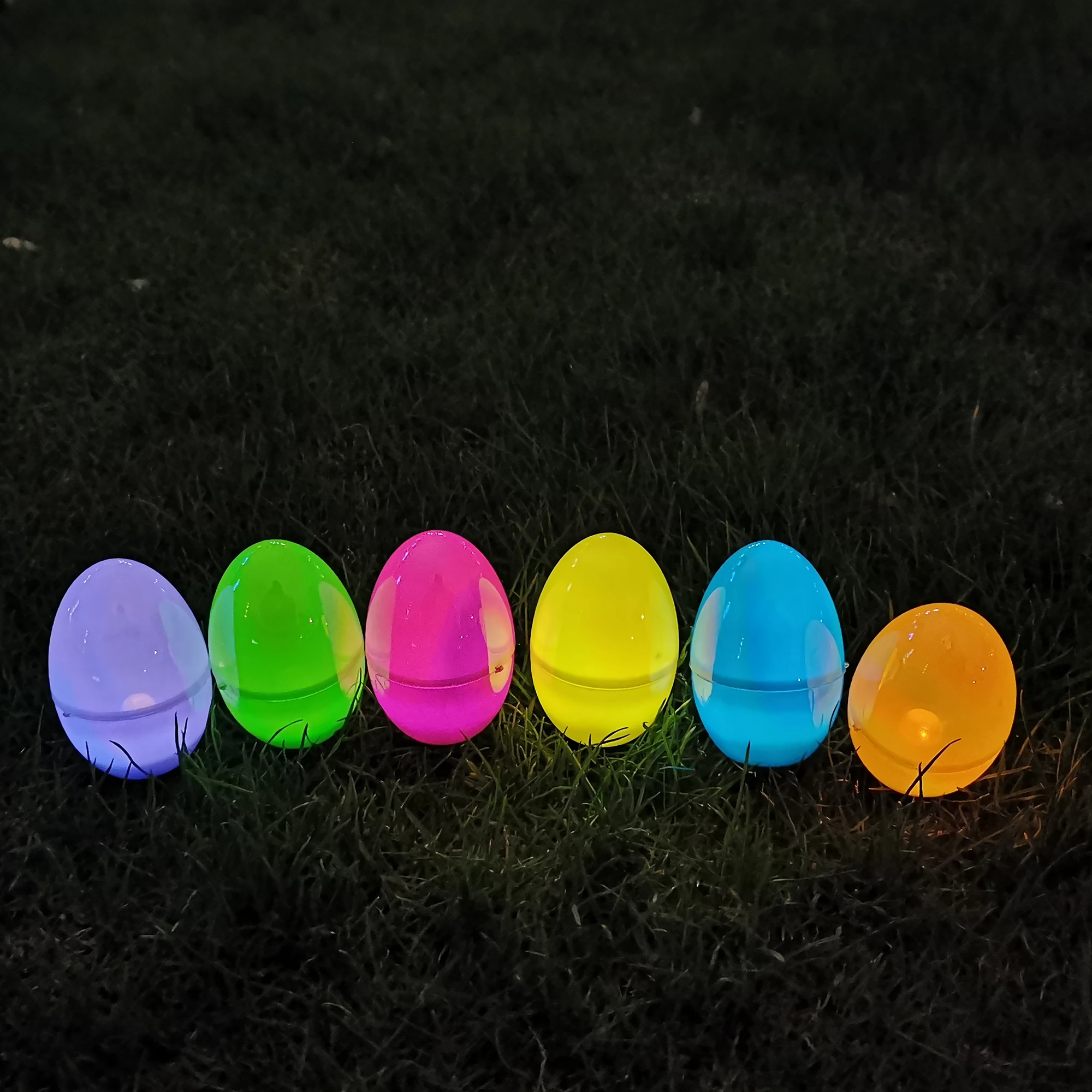 Popular Easter 6ct Plastic iridescent Eggs party light and decoration Colorful light up eggs
