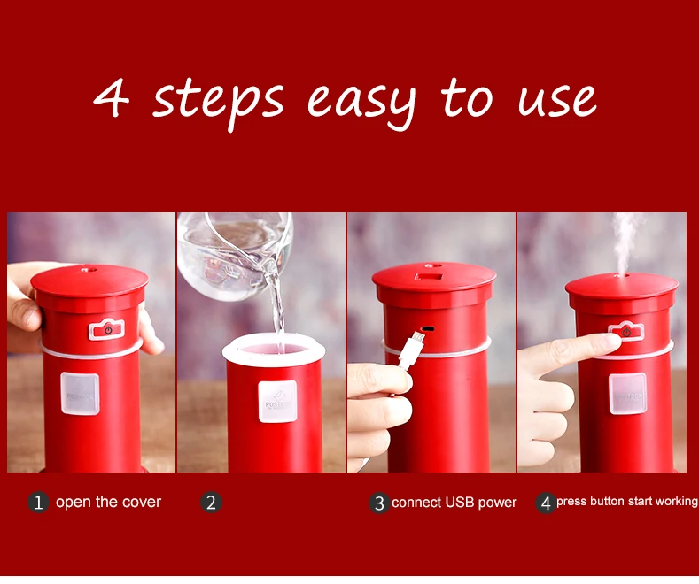 2w Mini Portable Post Box Mute Desktop Air Humidifier Aromatherapy Air Purifier With Extended Usb Port