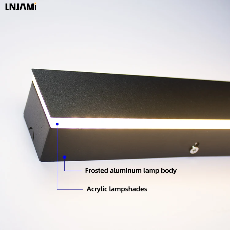 LNJAMI Black Modern Outdoor LED Linear Wall Light IP65 Waterproof Garden Wall Lamp For Wall Surface Mounted Lighting