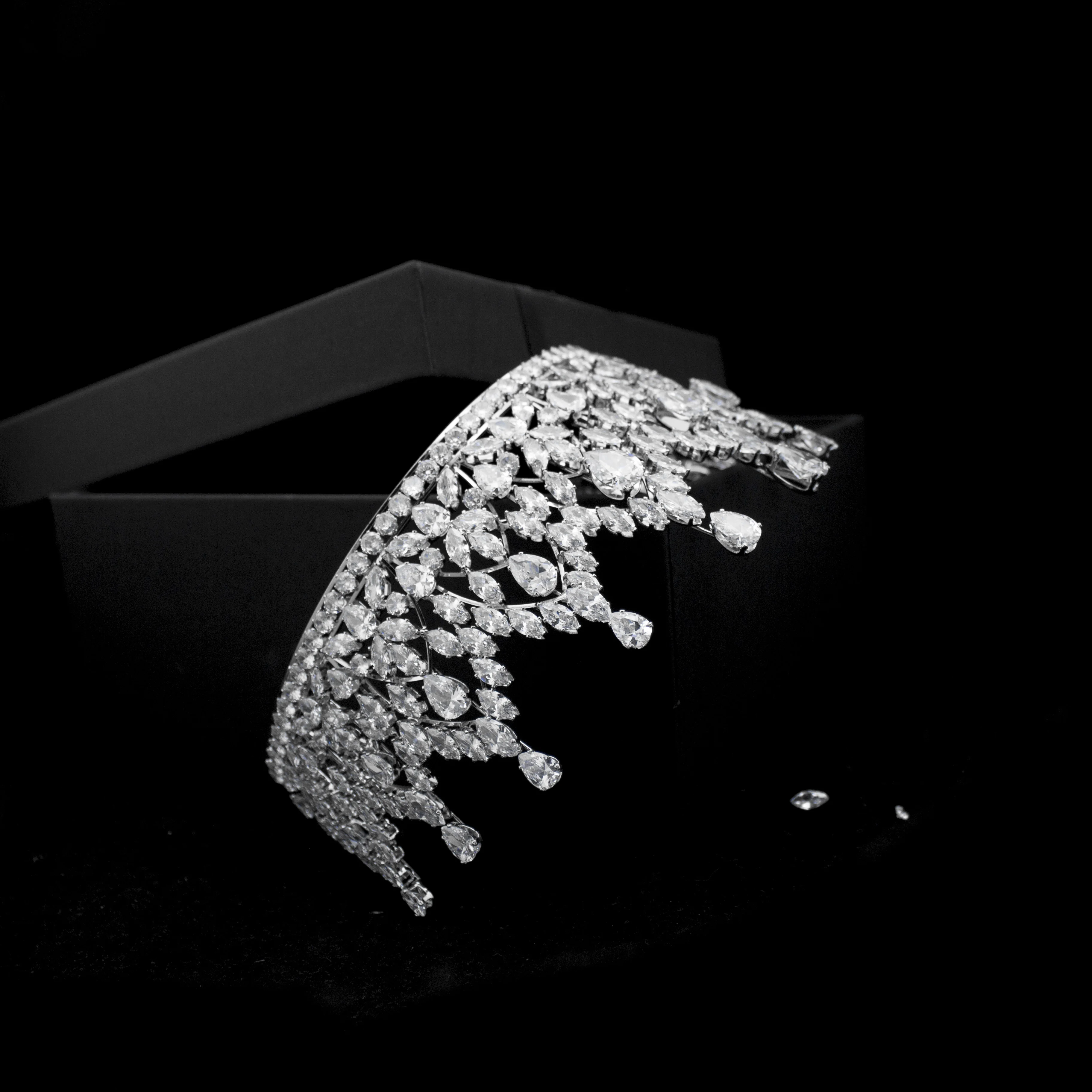 Bohua jewelry GS0200  pageant headpiece tiaras fashion cubic zircon bridal crown wedding hair accessories for women