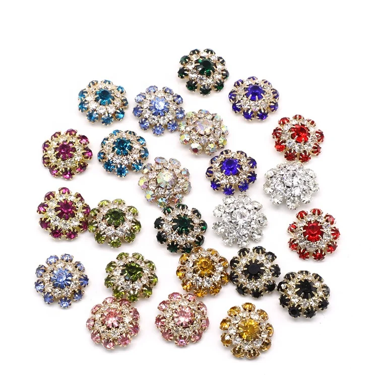 SHANGJIN Wholesale sewing buttons rhinestone trim and buttons colored 	rhinestone embellishments buttons