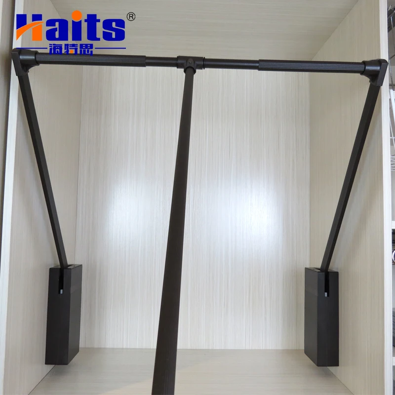 Hot Selling Practical Wardrobe Clothes Hanger Lift Pull Down Closet Rod Aluminum Adjustable Heavy Duty Closet Rods Hanger