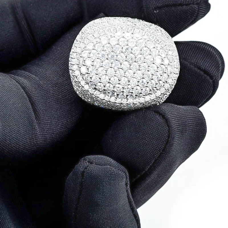 GRA Hip Hop Iced Out Bling 925 Sterling Silver Pass Diamond Tester  VVS Moissanite Cluster Signet Cube Ring for Men