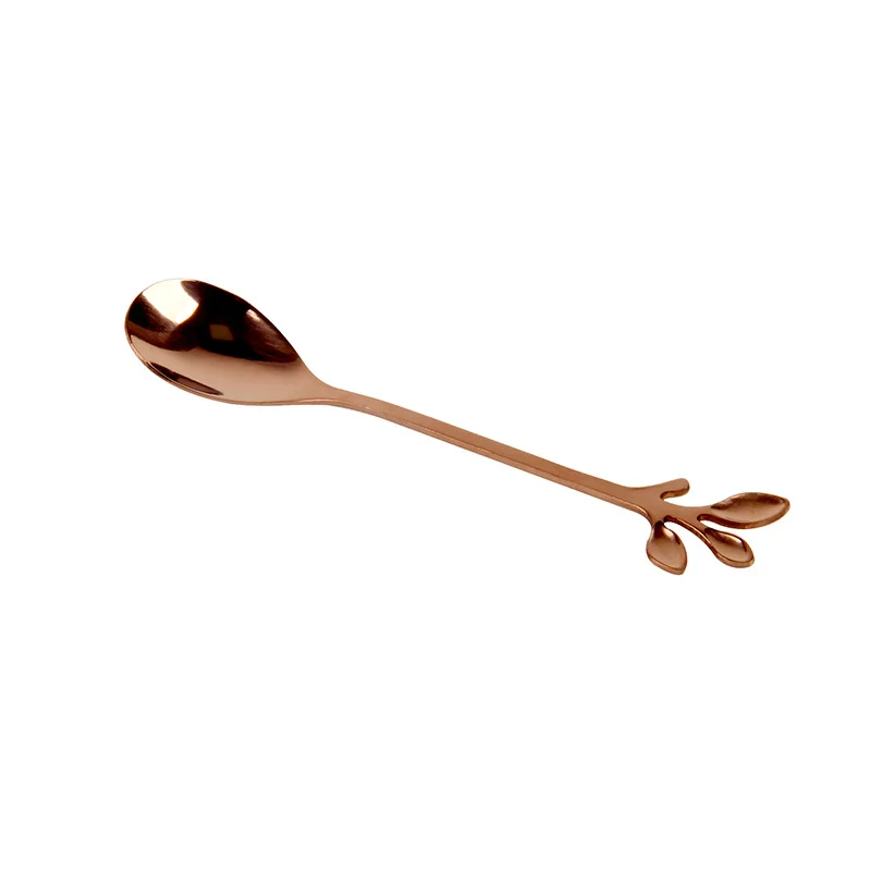 Reusable stainless steel cutlery custom gift box creative coffee stirring leaf spoon fruit fork moon cake fork wedding gift