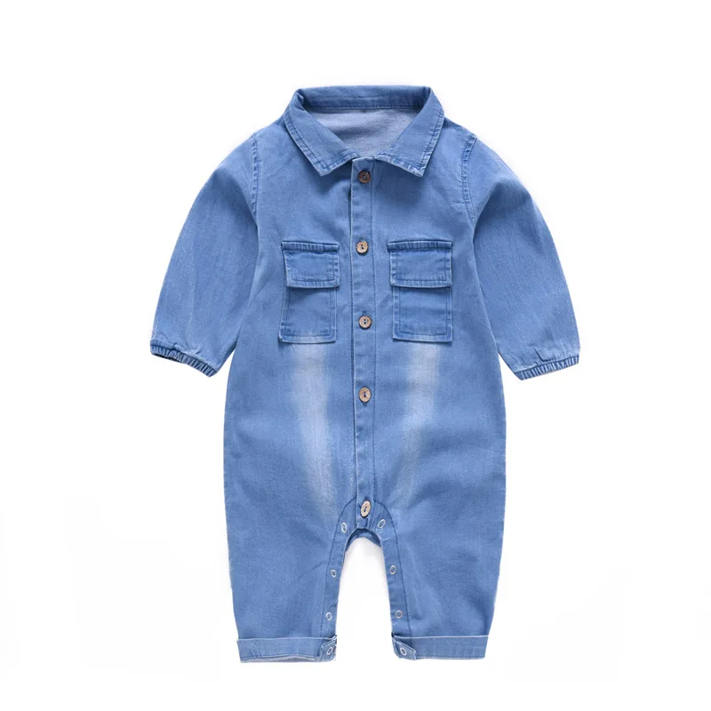 Оптовая продажа, Одежда для младенцев, Детский милый джинсовый комбинезон с длинным рукавом из Китая