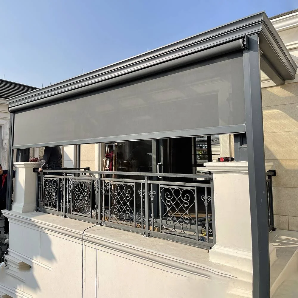 Pvc Garden Patio Motorized Outdoor Windproof Sun Shade Roller Blinds