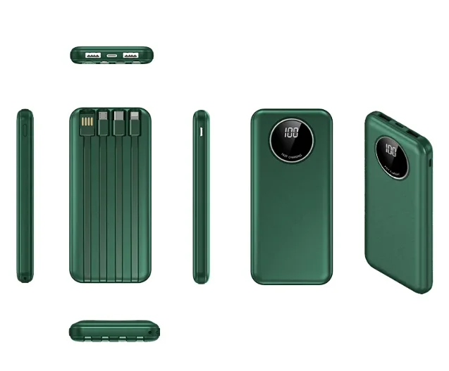 High capacity Led Digital Display 10000mAh Power Bank Cell Phone Charger Portable Built in 4 wire Cable 20000mah Power Bank