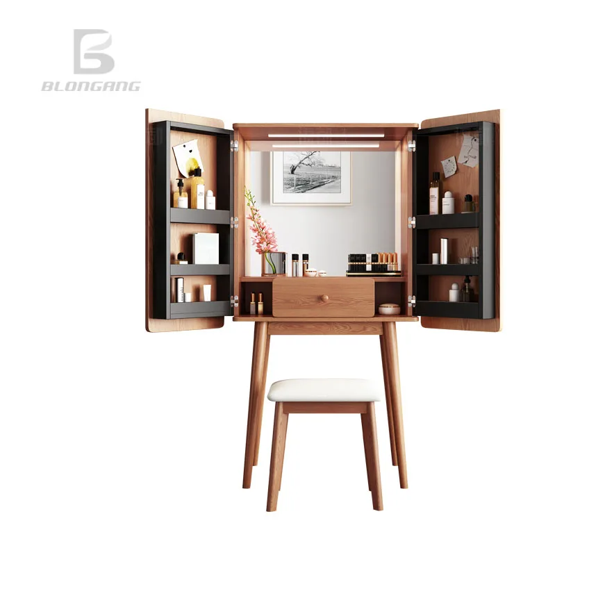 
Solid wood antique dressing table with wood grain 