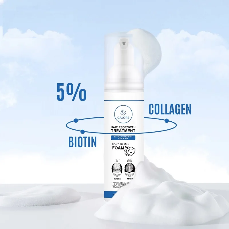 60ml New arrival hair foam mousse private label Curly hair Regrowth Oil Biotin Serum hair growth foam