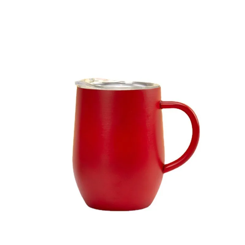 12oz Egg Shaped Cup Wine Mug Glass Tumbler 18/8 Stainless Steel Insulated Vacuum Wine Tumbler With Handle