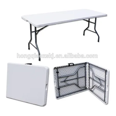 183CM Length Outdoor Compact Lightweight PE Plastic Folding Table In Half
