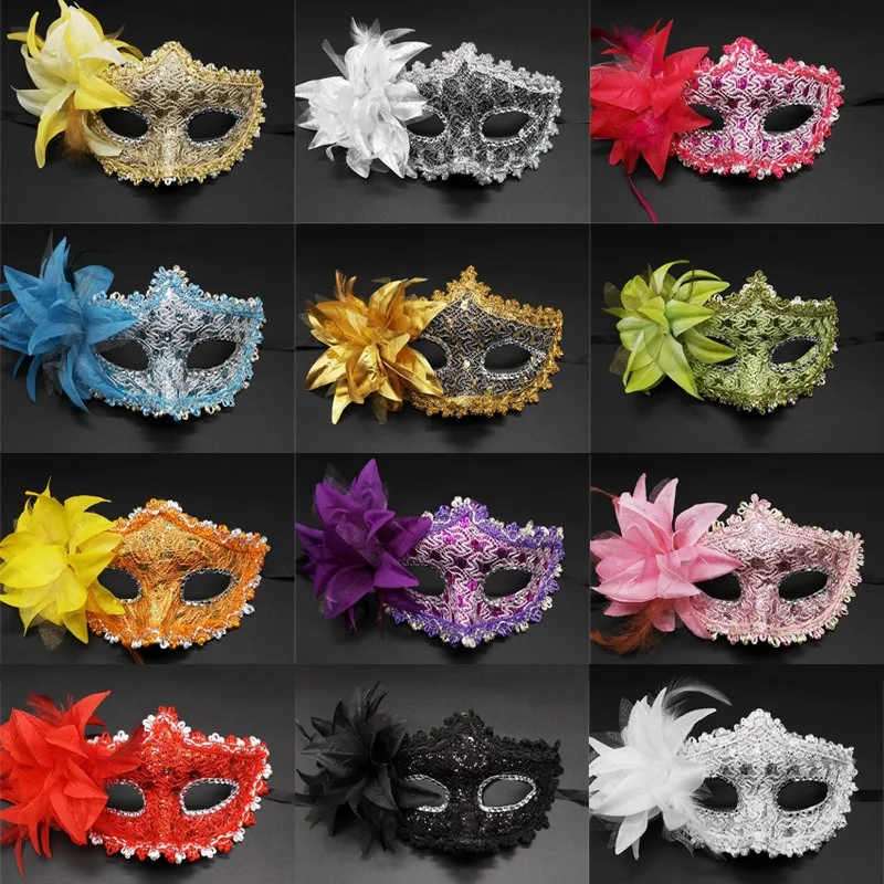 Mardi Gras Masks Masquerade Mask with Feather Unisex Half Masquerades Venetian Masks Christmas Fancy Dress Party Supplies
