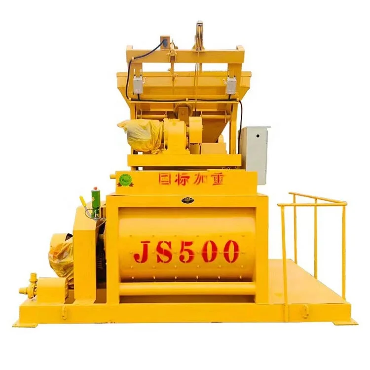 Customized Js500 concrete mix machine with lifting ladder JS500 automatic cement concrete mixer with weighing scale and hopper