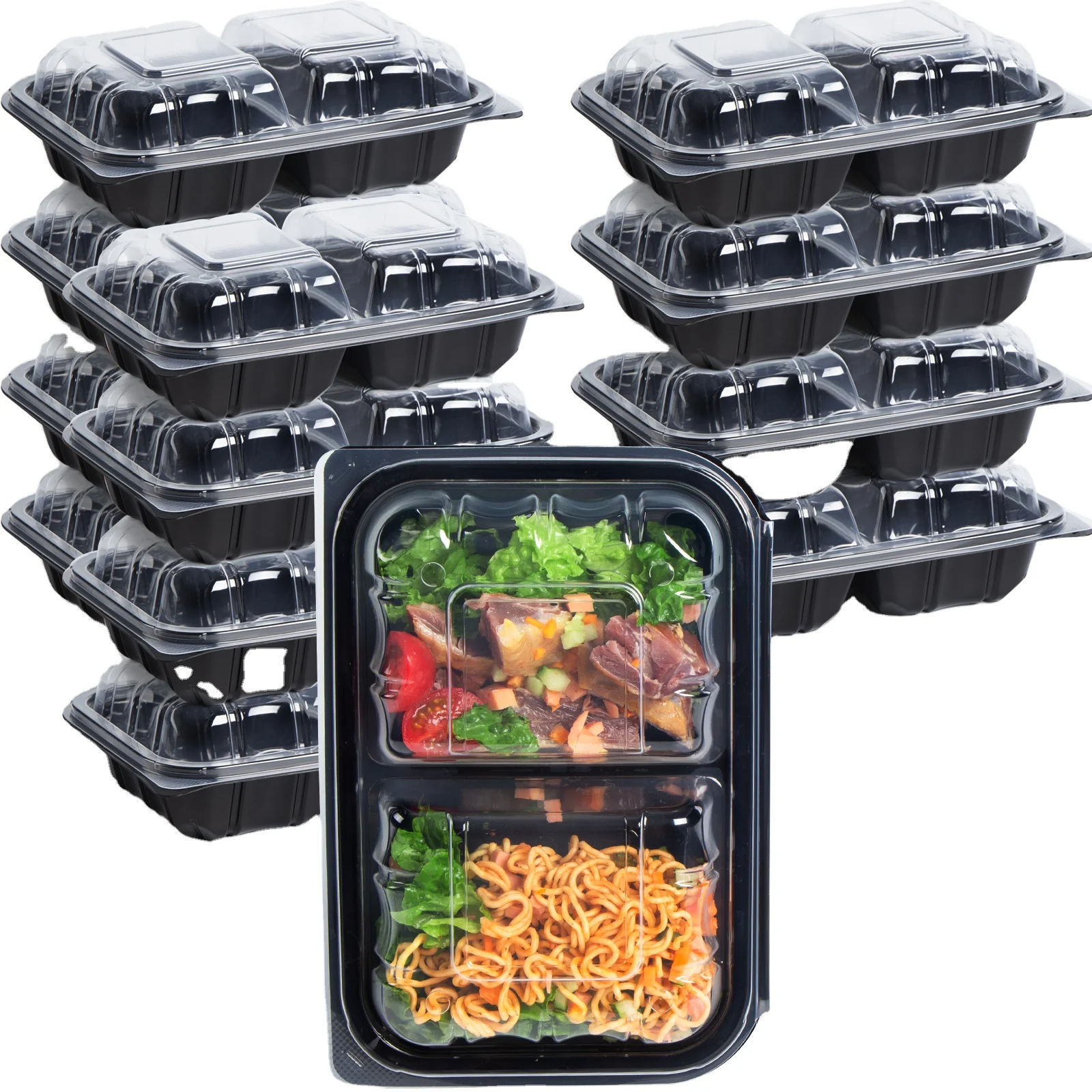 Microwave Freezer Safe Disposable Containers Anti-Fog Shrink Wrap To Go containers BPA Free Plastic Hinged Take Out Containers