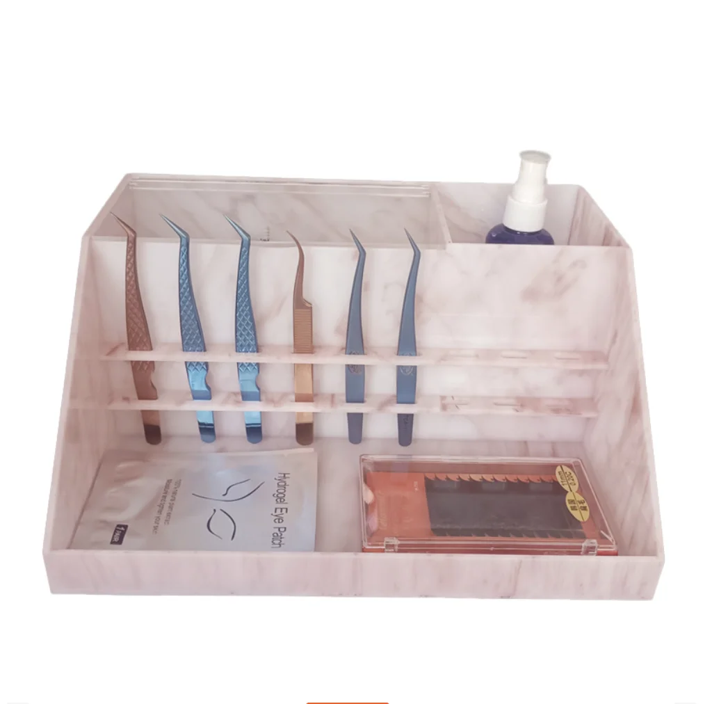 cheap acrylic lash organizer marble lash organizer with tweezer stand