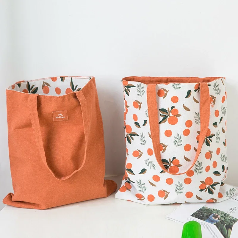 Canvas Double Sided Dual-Use Handbag Cotton And Handbag Shopping Storage Bag Shopping Bags Cotton Tote Bag