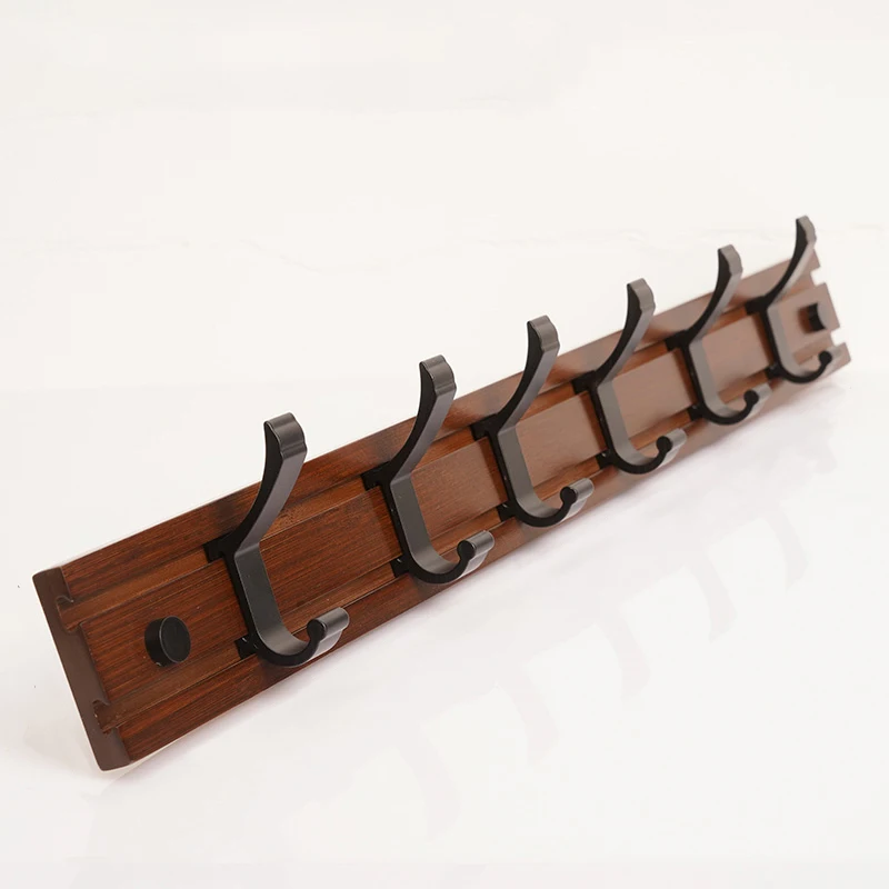 Wall Mounted 6 Sliding-Hook Coat Rack for Hanging Coats, Key, Umbrella and Hats