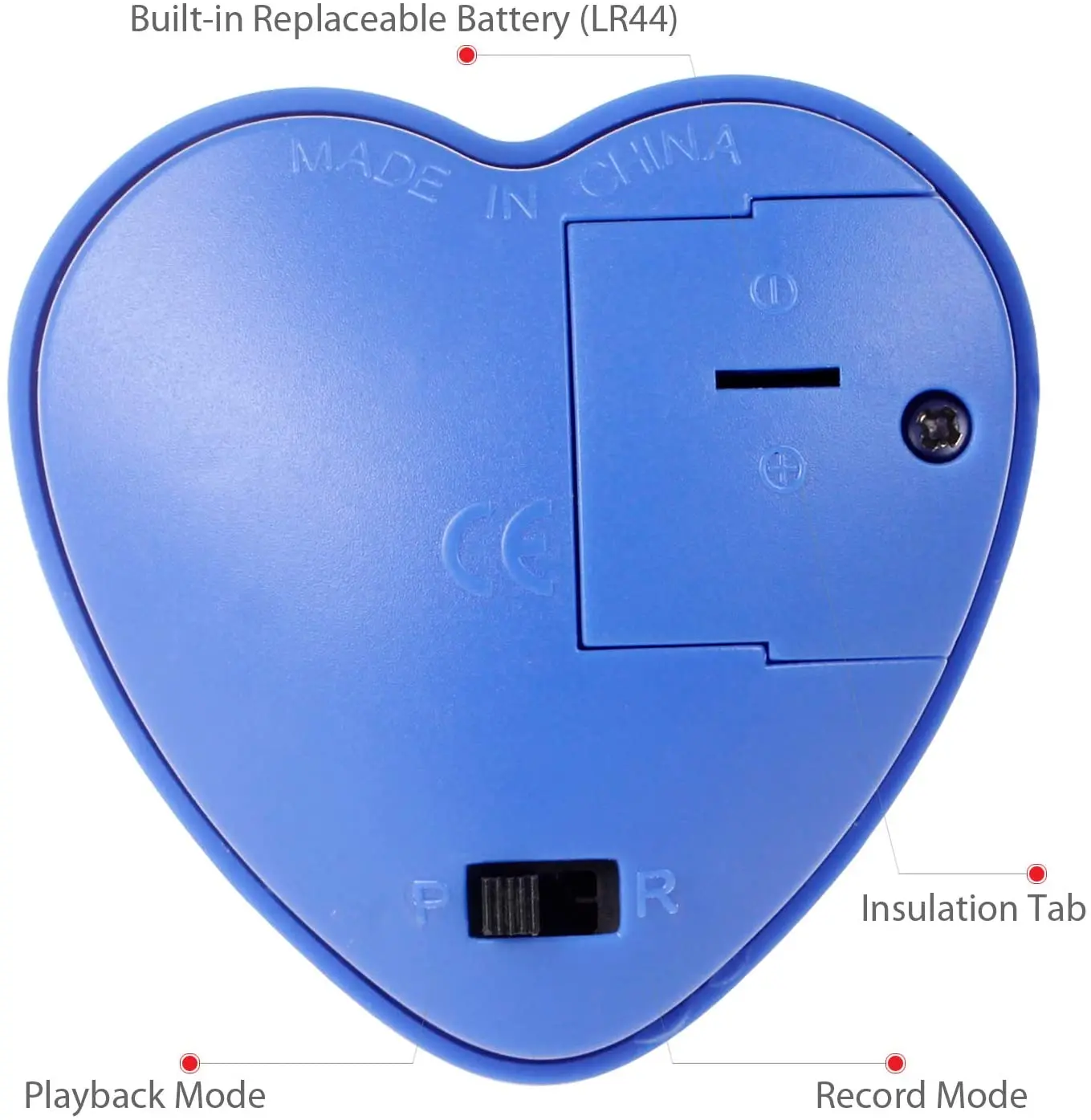 Heart shape recordable heartbeat recorder sound voice music record box button module for plush toys stuffed animal