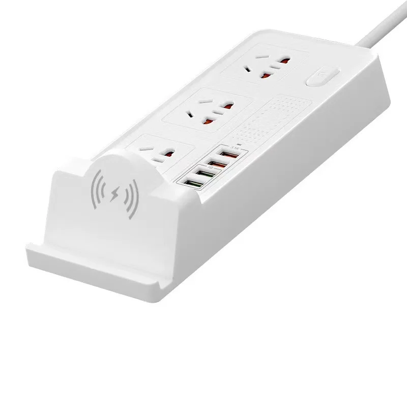 2022 New Wireless Charging Smart Socket USB Multi-in-one Fast Charging Socket Multi-functional Mobile Phone Bracket
