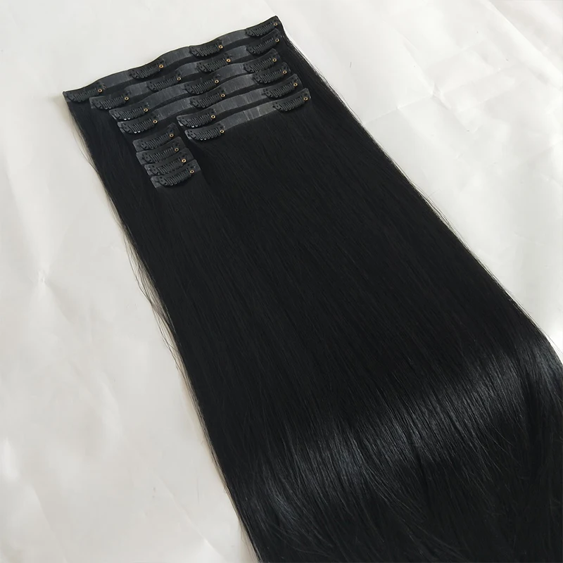 Premium Russian Slavic Remy Virgin Cuticle Intact Double Drawn Hair Extension PU Clip-In Invisible Seamless Clip Indian Hair