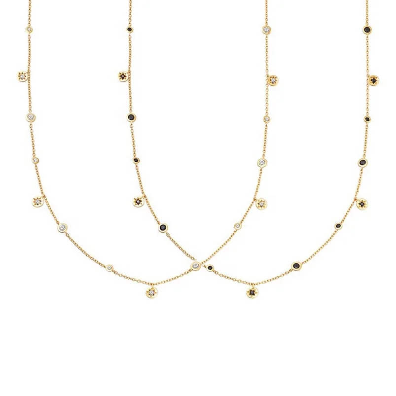 Gemnel 925 silver high quality dreamy star motif pendant with multiple mini coin charm glamour zirconia necklace