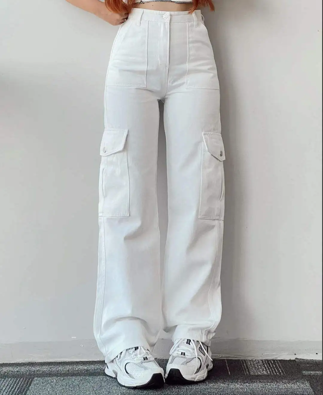 Wholesale cargo pants ladies casual trouser woman clothes pants women high waisted trousers with pocket