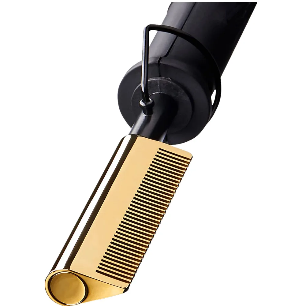 Wholesale Private Label Electric Ceramic Heat Pressing comb Hair Straightener Custom Logo 500 Degrees Hot Comb
