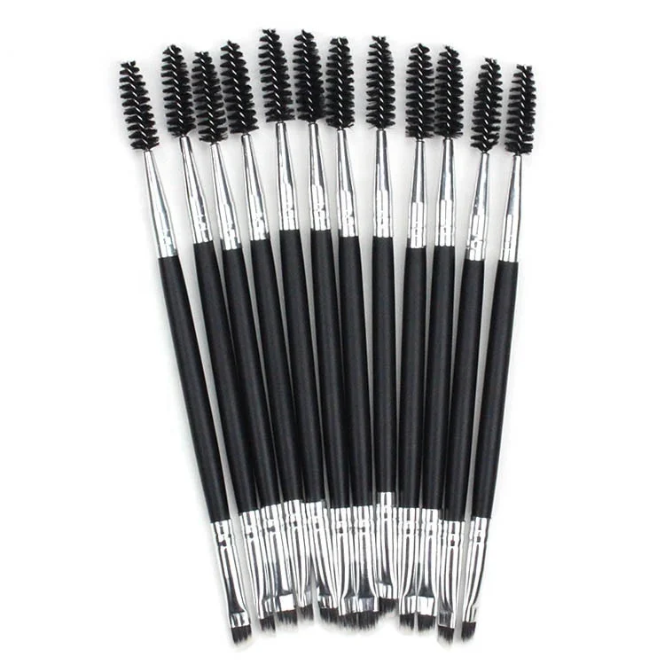 Low MOQ Makeup Tools Cosmetic Brushes Double End Makeup Brush Private Label Eyelash Eyebrow Brush