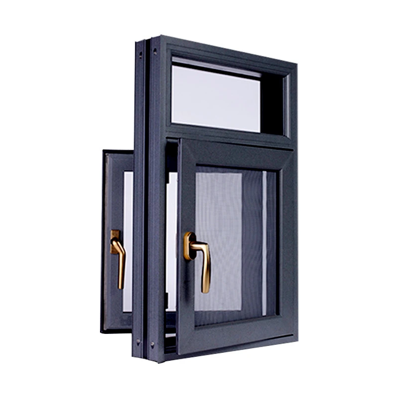 Customizable Tempered Glass Double Glazed Aluminum Push Out Single Casement Windows With Mosquito Net