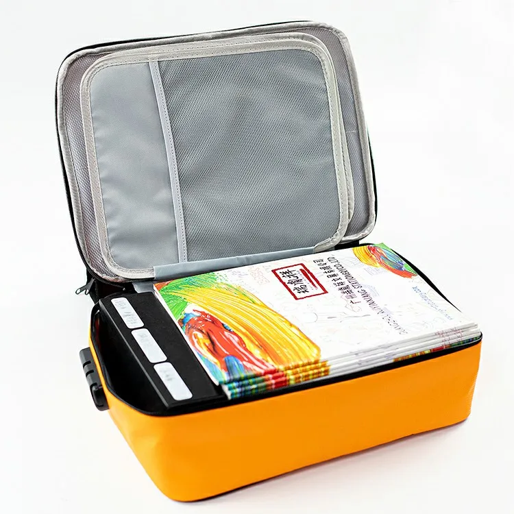Portable Durable Fire-Resistant Important Document Case Premium Fireproof Waterproof Large Capacity with Combination Lock Bag
