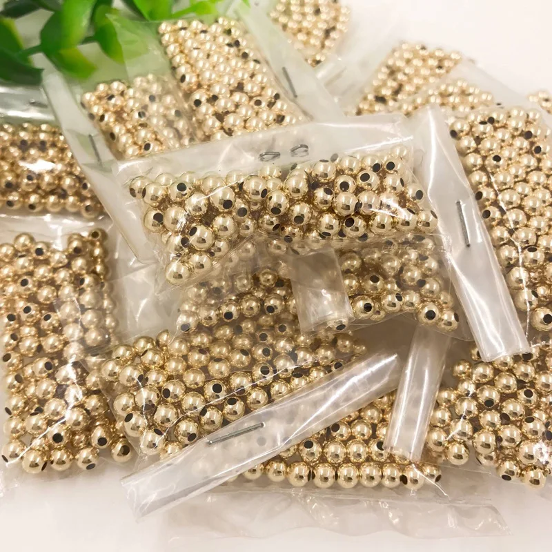 High Quality Wholesale 14K Gold Filled Round Ball Copper Bead Brass Spacers Beads