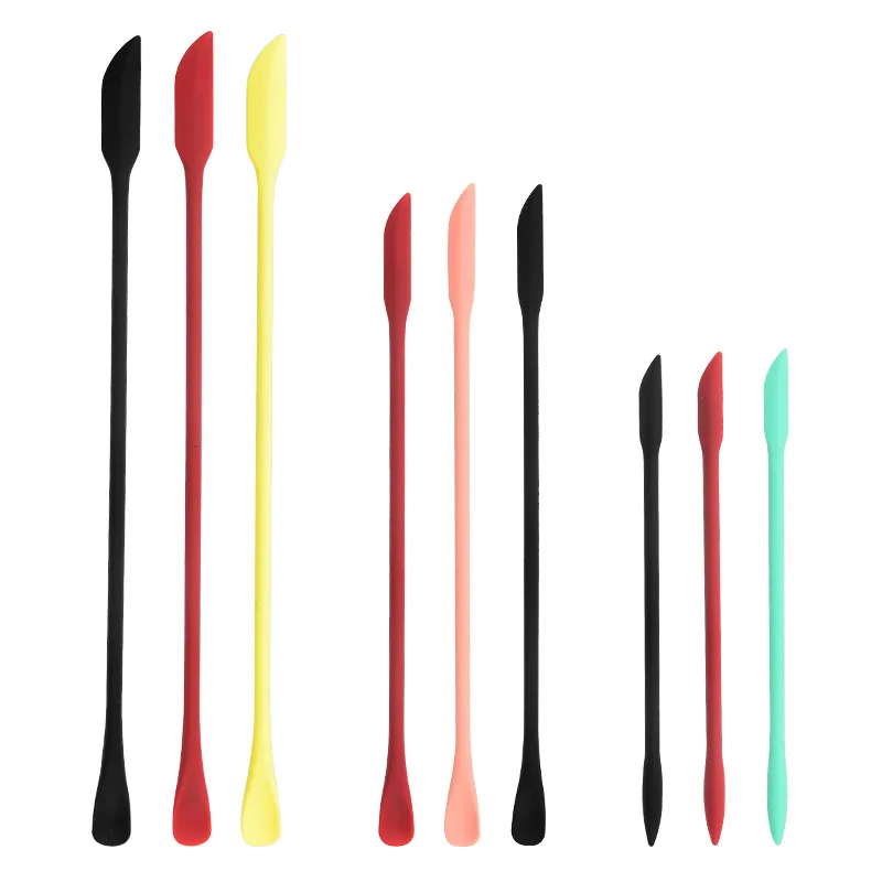 Long Handle Narrow Custom Mini Thin Silicone Rubber Spoon Scraper Spatula For Cosmetic Makeup Baking Jars Set