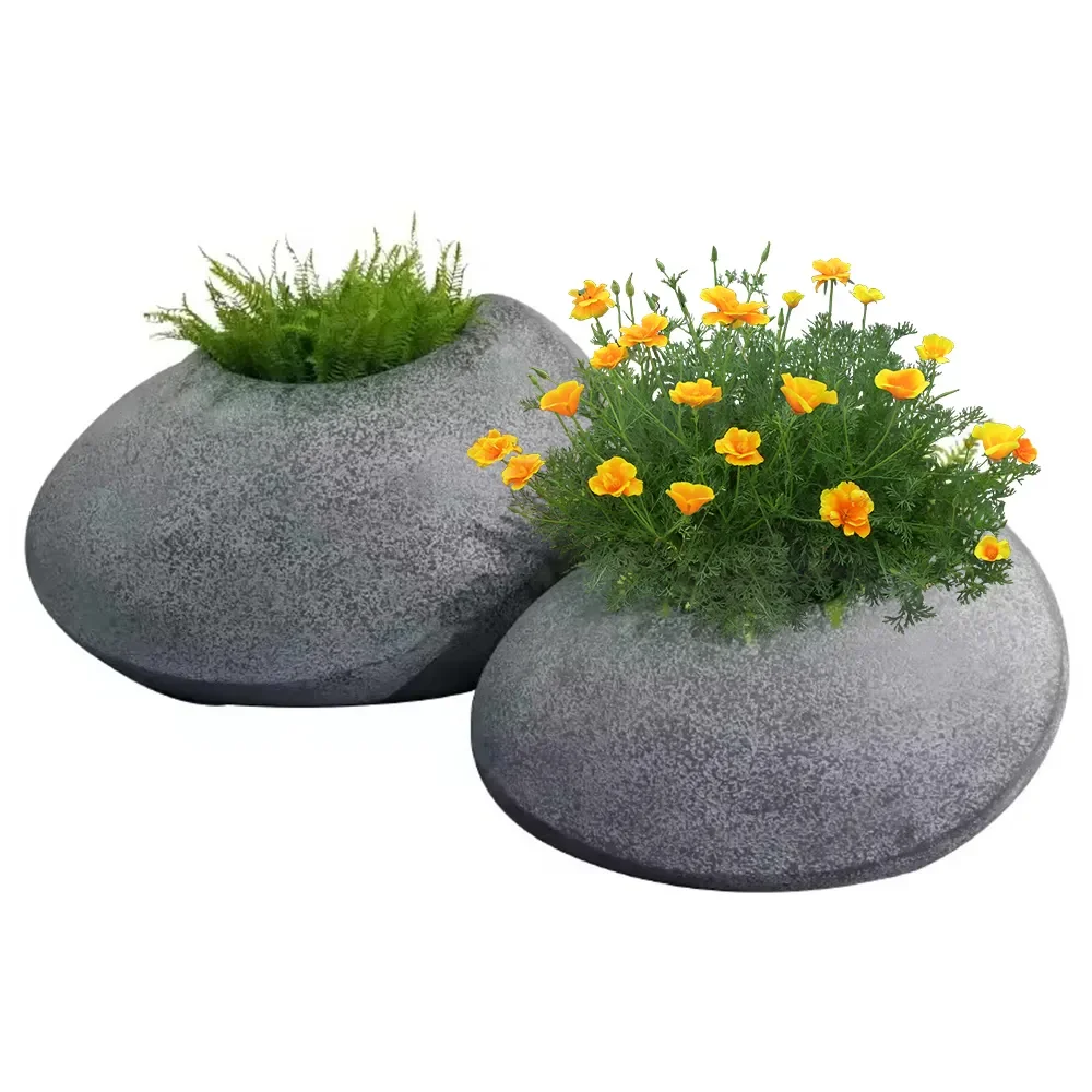 Nordic Creative Big Indoor Outdoor Stone Flower Pots Fibreglass Planter Home Garden Decoration Plant Pot