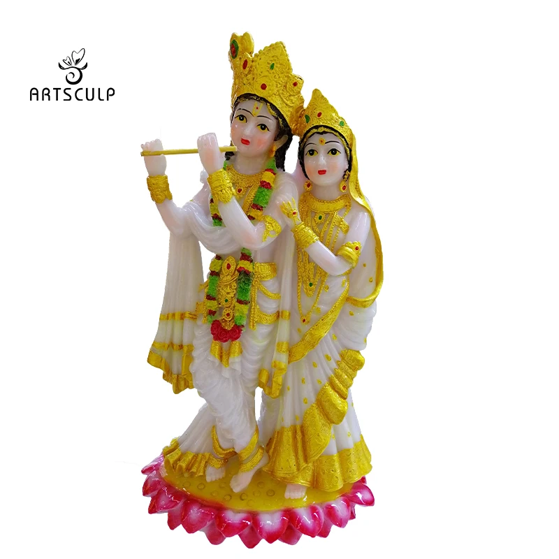 Hindu God Krishna Rohini Statue Gau Gopal Sculpture God Poly Resin Figure Decorated Krishna Bull